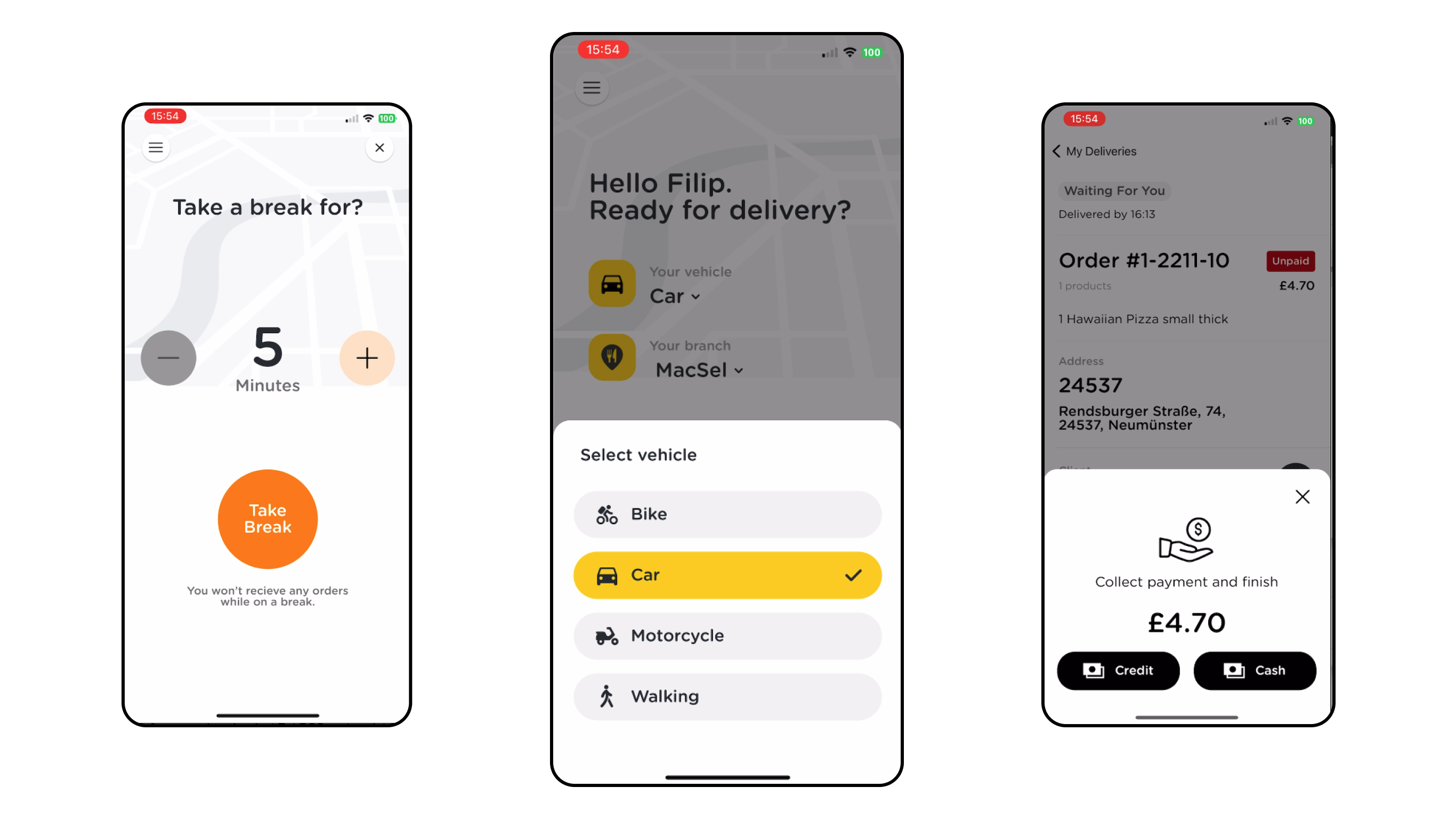 UI app for delivery drivers