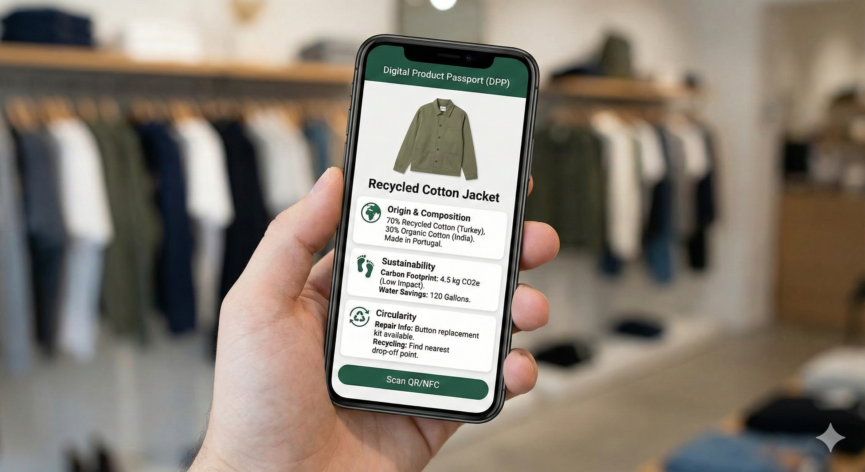 Digital Product Passport - mockup example. Digital Product Passport - mockup example.