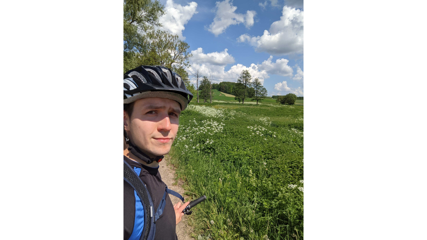 Mateusz during one of many bike rides. Mateusz during one of many bike rides.