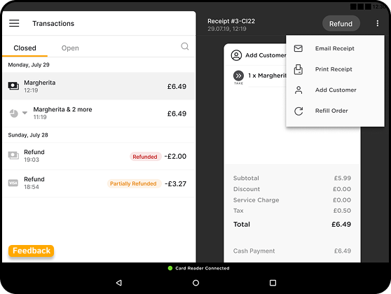 feedback reporting inside a POS system feedback reporting inside a POS system