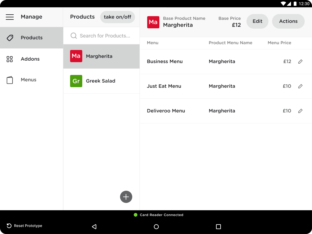 POS delivery integration UI