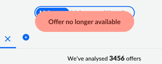 A toast with text "Offer no longer available"
