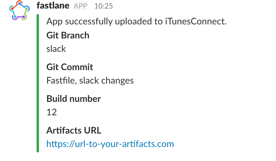 Slack message with custom fields
