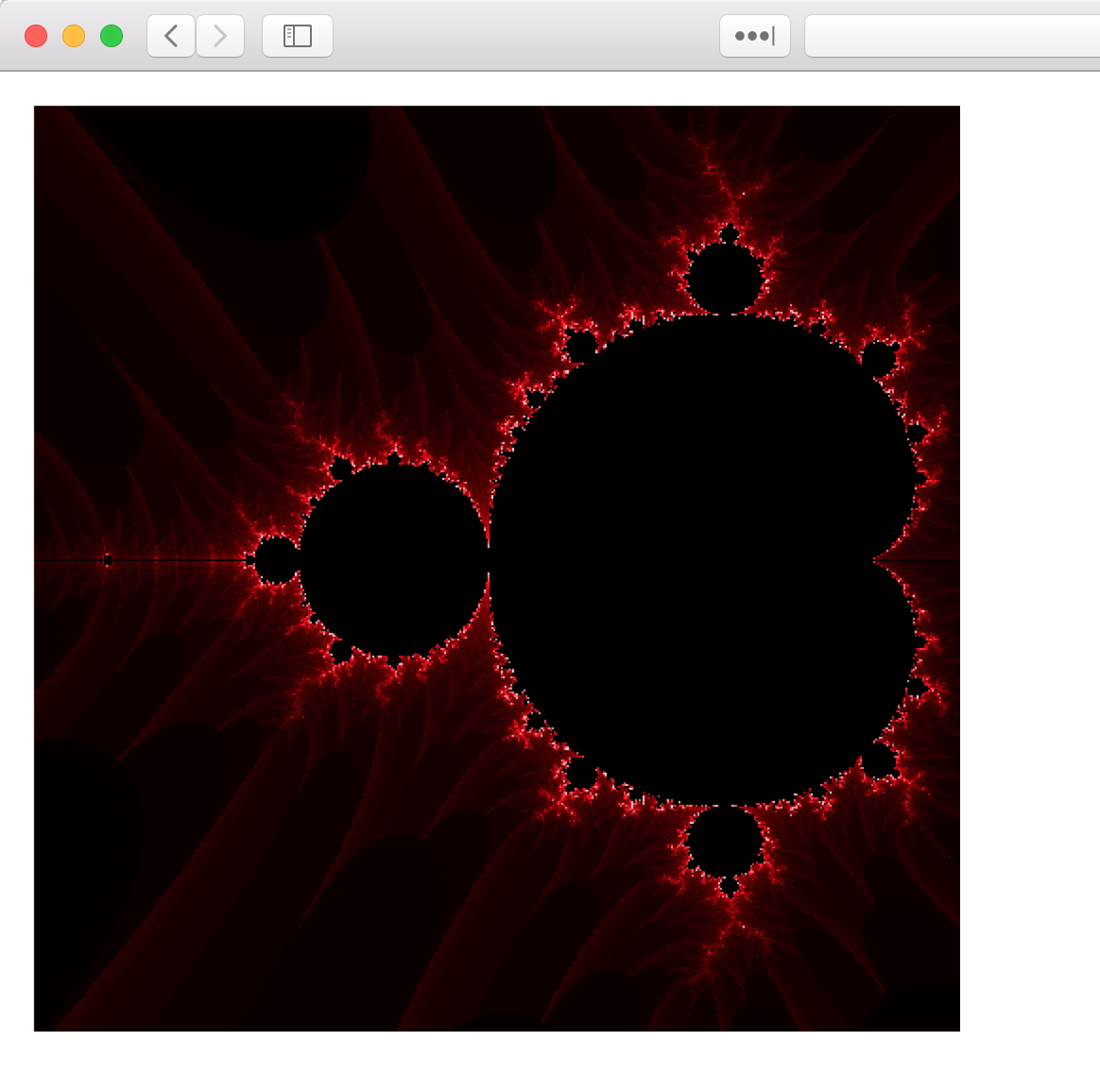 Mandelbrot set fractal draws on the canvas