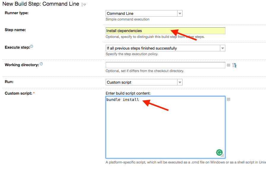 build configuration step 2