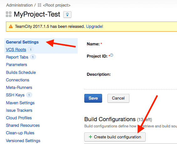 build configuration step 1