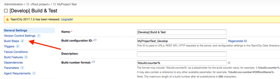 build configuration step 2