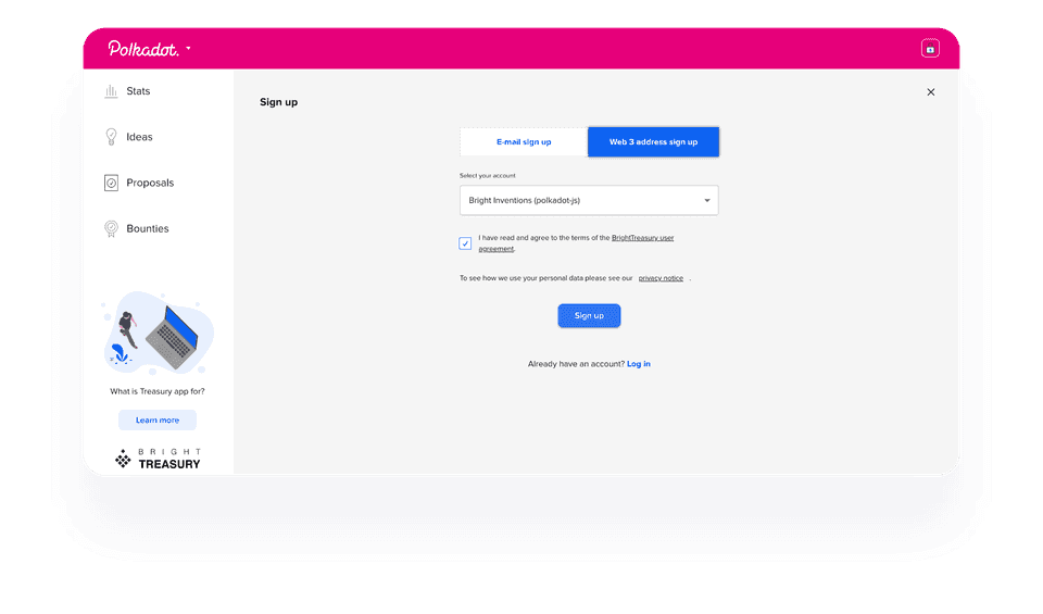 Web3 sign up BrightTreasury
