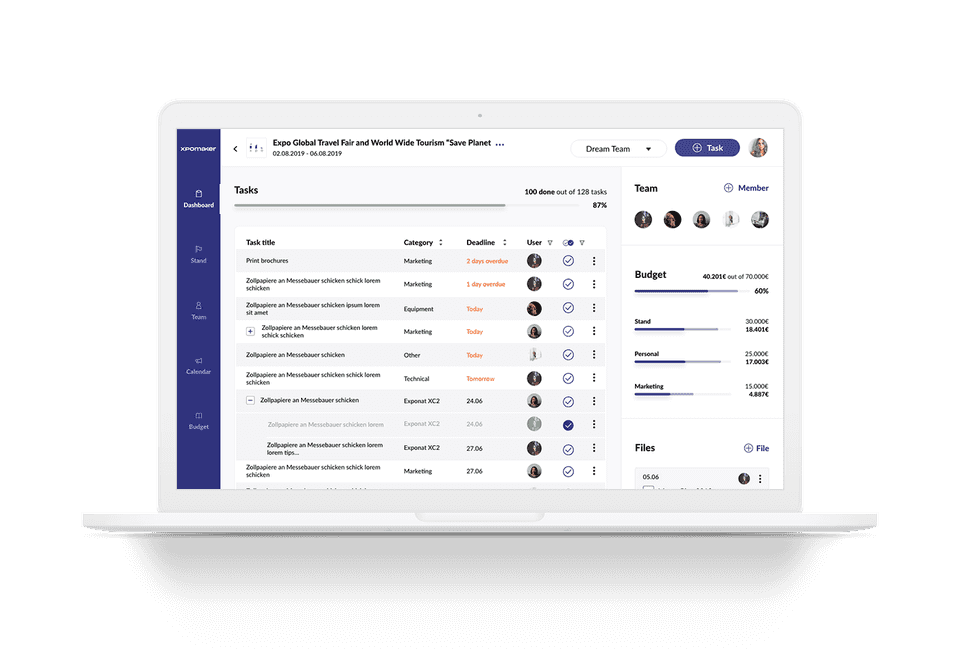 A trade fair planning software