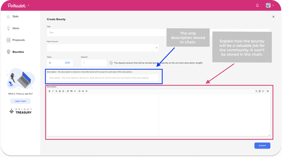 Creating a bounty on BrightTreasury