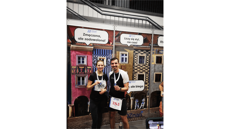 Małgosia and Filip from Bright Inventions at a running event.